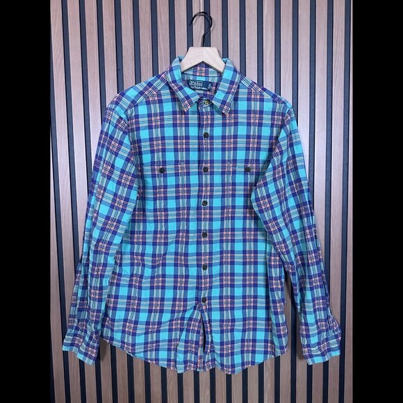 Polo Ralph Lauren Other - Polo Ralph Lauren Shirt Large Mens Blue Western Plaid Long Sleeve Woven
